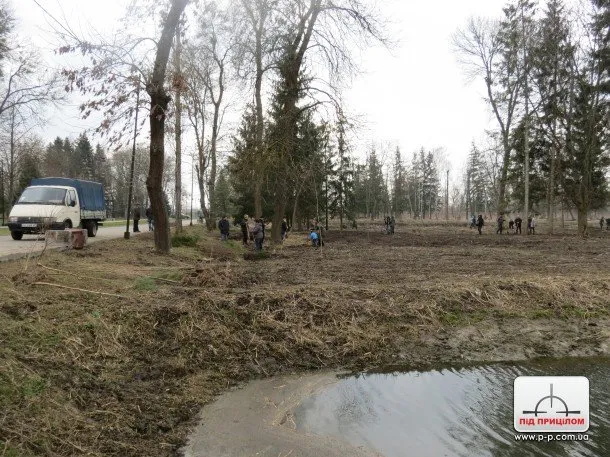 Лучани саджають в парку молоді дерева (Фоторепортаж) — фото 1